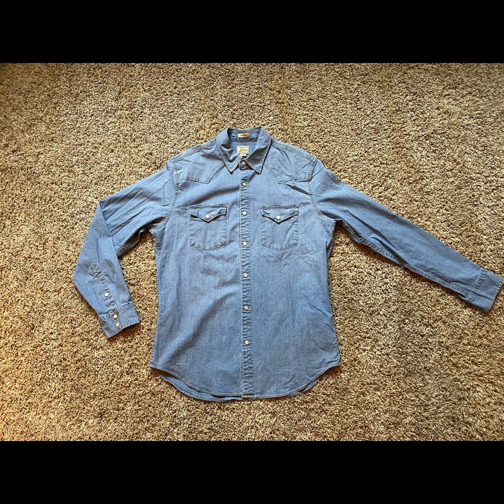 J Crew Western Denim Button Up